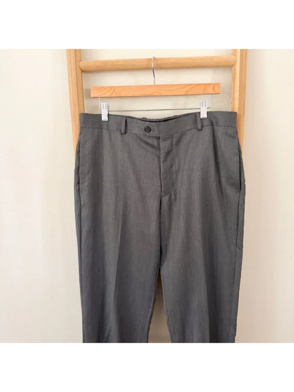 Egara Gray 100% Wool Modern Fit Flat Front Dress Pants Men’s 36x32 Slacks